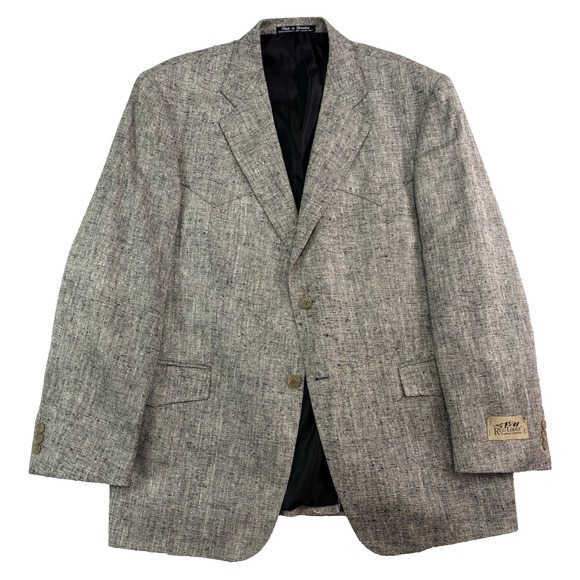 NEW Red Lodge 42R 100% Silk Western blazer jacket sport suit coat black white